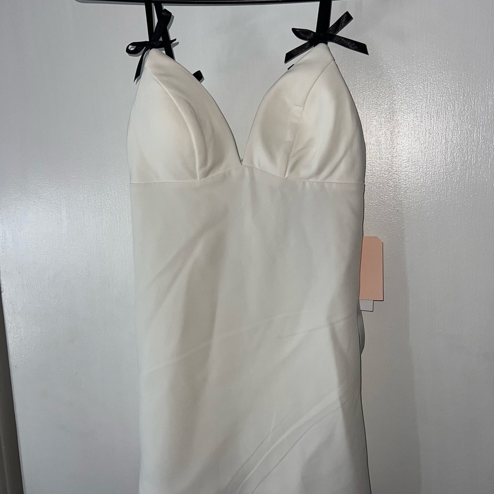 City Studio White Mini Dress with Black Accents